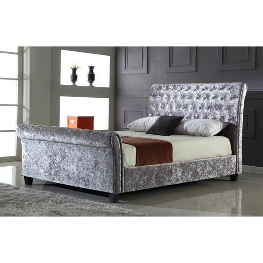 Serenity Crushed Velvet Double Bed Silver